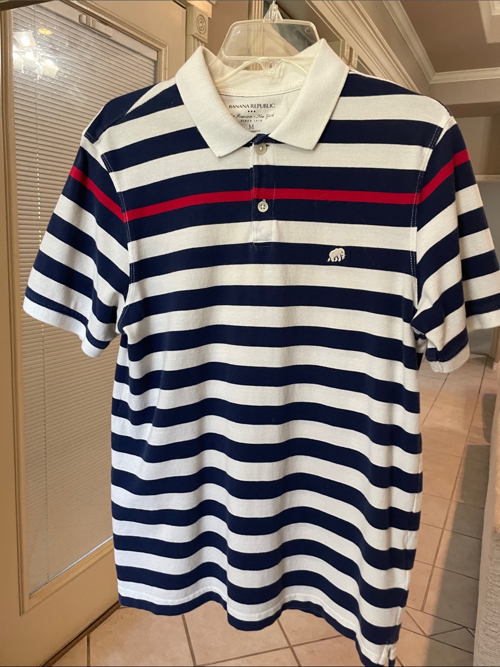 Banana Republic Navy, White & Red Striped Polo - Picture 7 of 8
